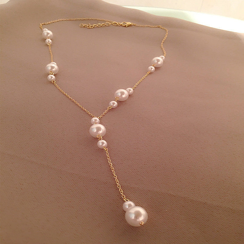 Simple Fashion Pearl Chain Necklace Long Tassel