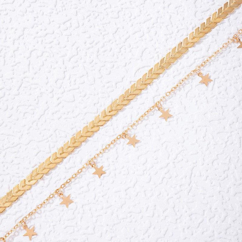 Layer Star Disc Beach Cuban Chain Foot Chain