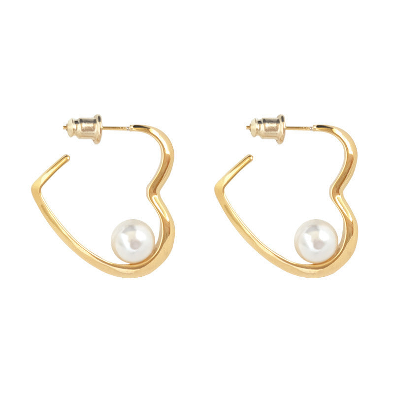 Heart Imitation Pearl Earrings