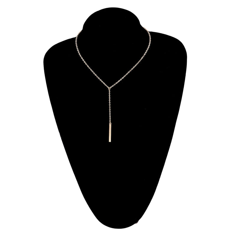 Metal Chain Bar Lariat Necklace