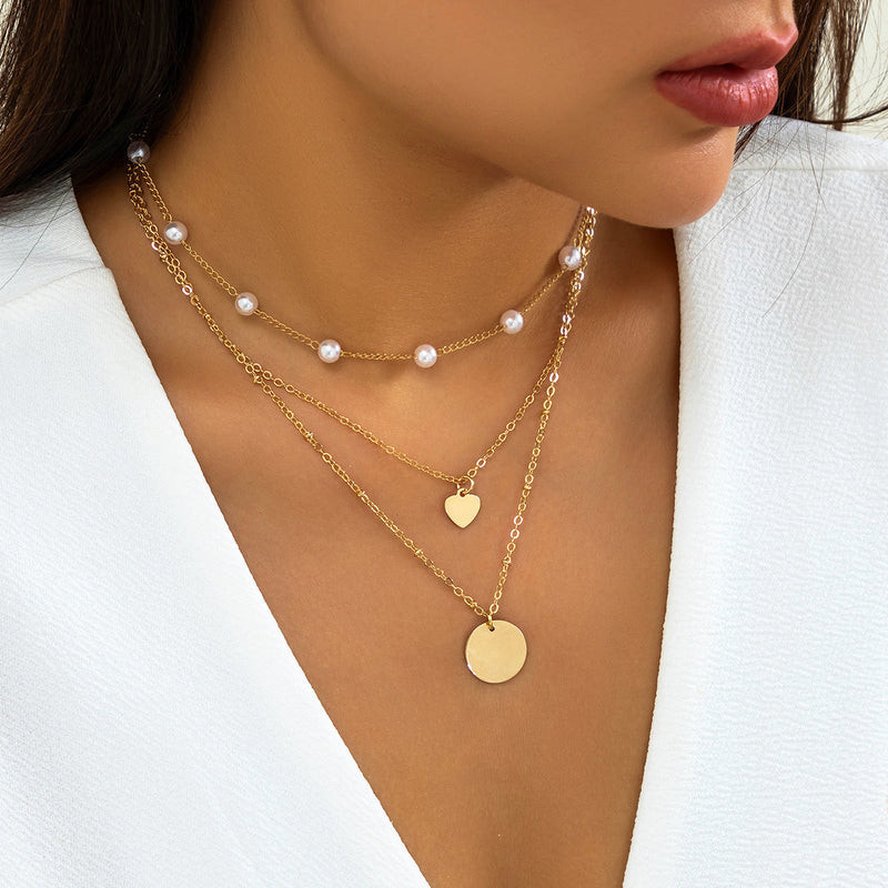 Coin Pendant Chain Necklace Long Multilayer