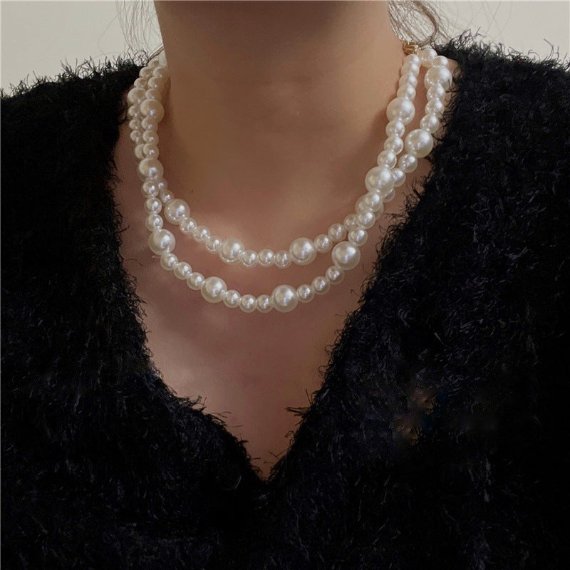 Chain Handmade White Multi-Layer Pearl Wedding Necklace