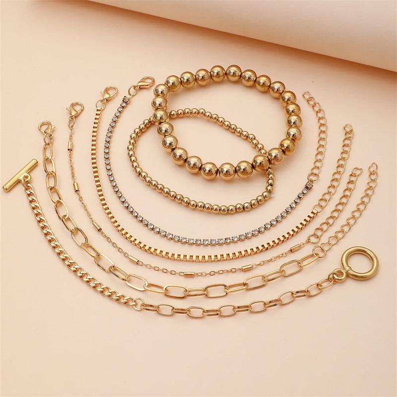 Multi-layer Rhinestone Chain Geometric Hollow Bracelet Set