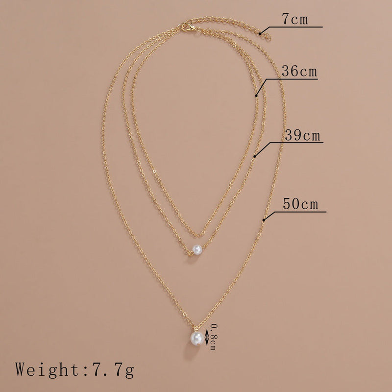 Beaded Three-layer Pearl Necklace
