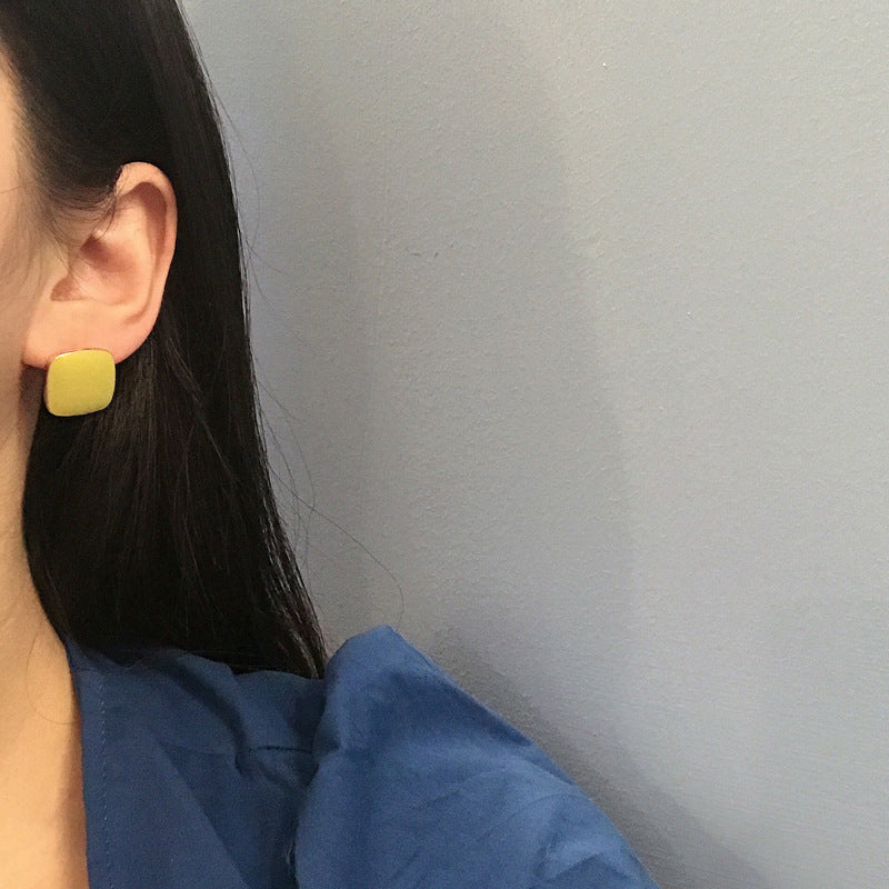 Geometric Enamel square Earrings