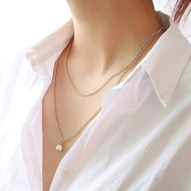 Simple Double Layer Choker Chain Necklace