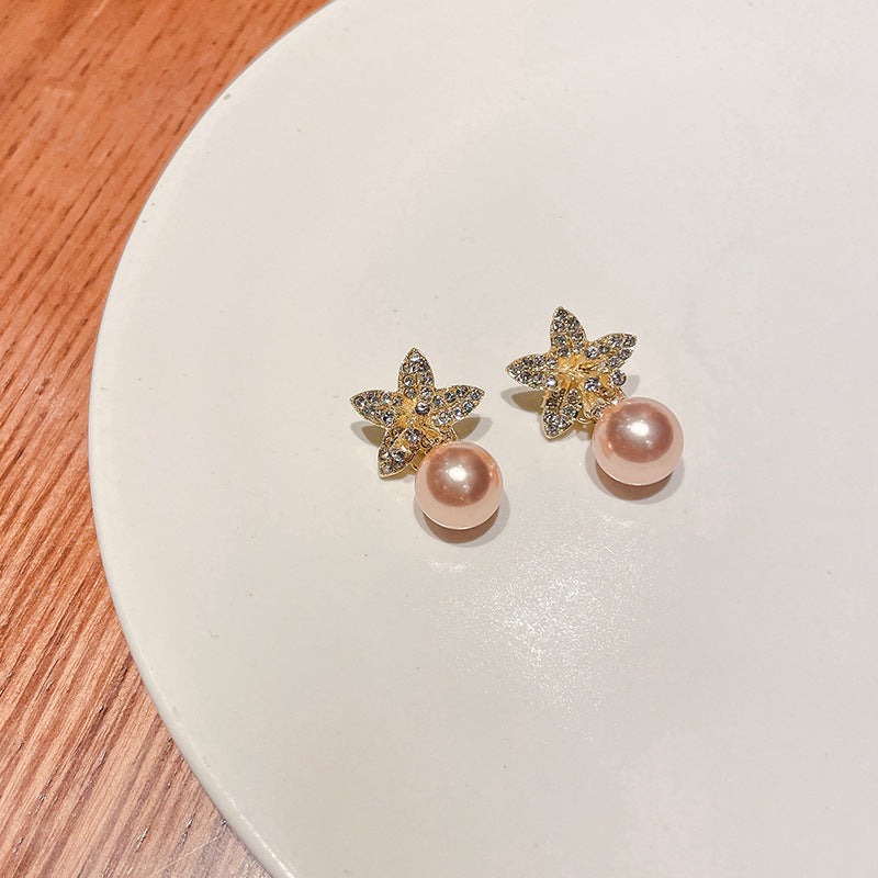 Rhinestone Star Pearl Earrings