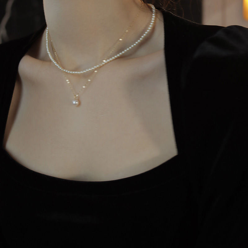 Double Layer Wearing Pearl Necklace Female