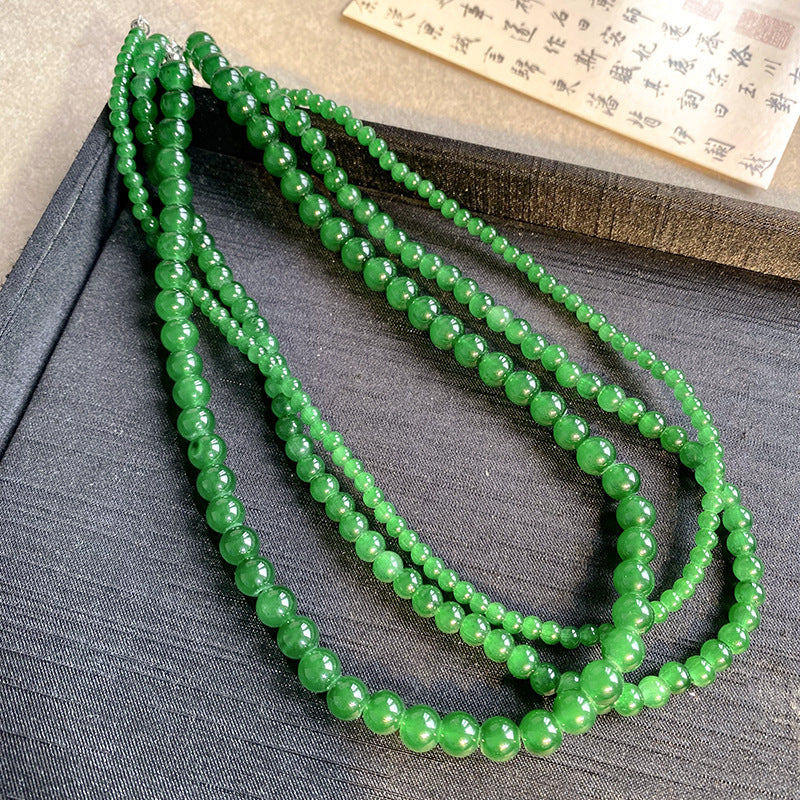 Handmade Green Glass Beads Choker Necklace