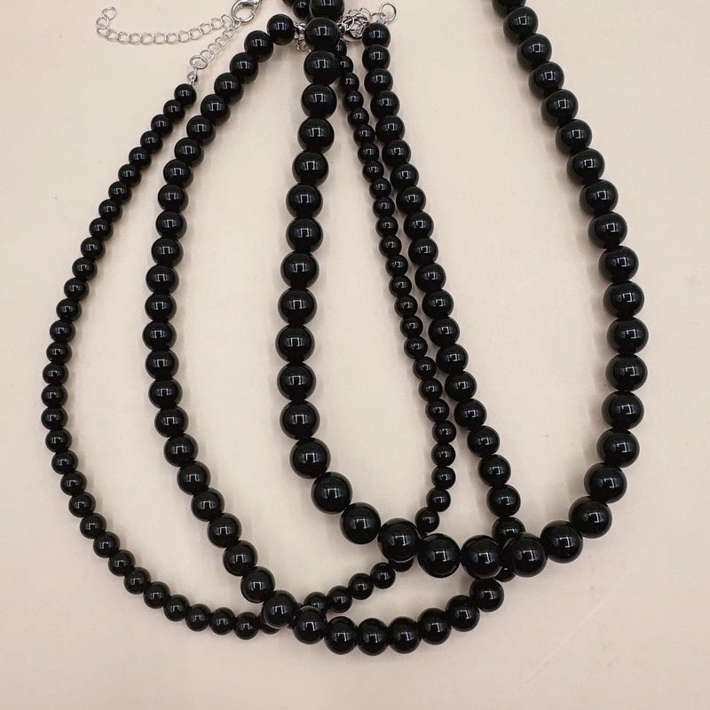 Red Black Glass Beaded Necklace for Women