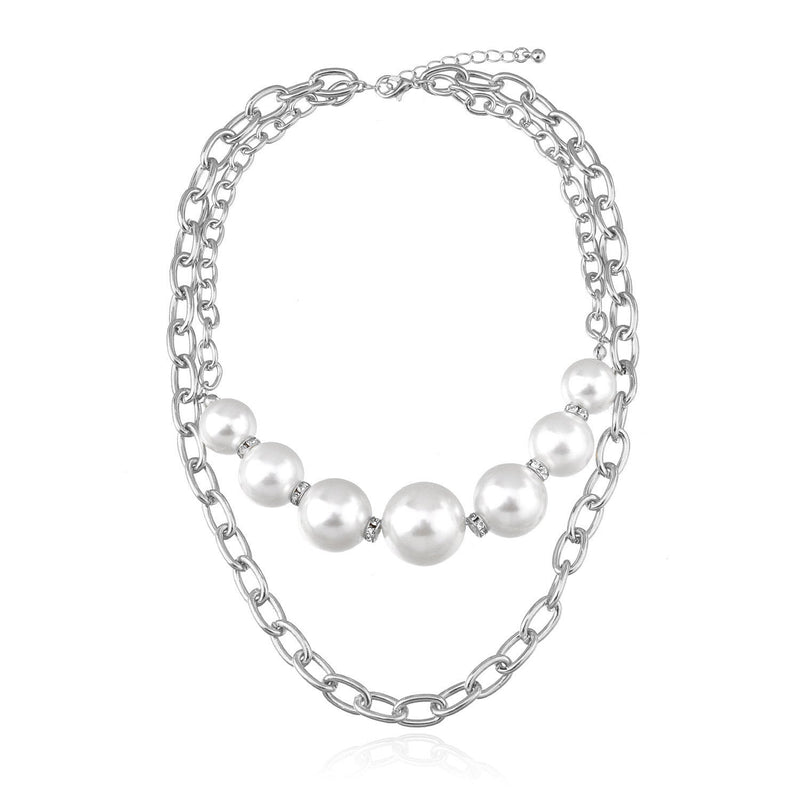 Punk Round Beads Double Layered Necklace