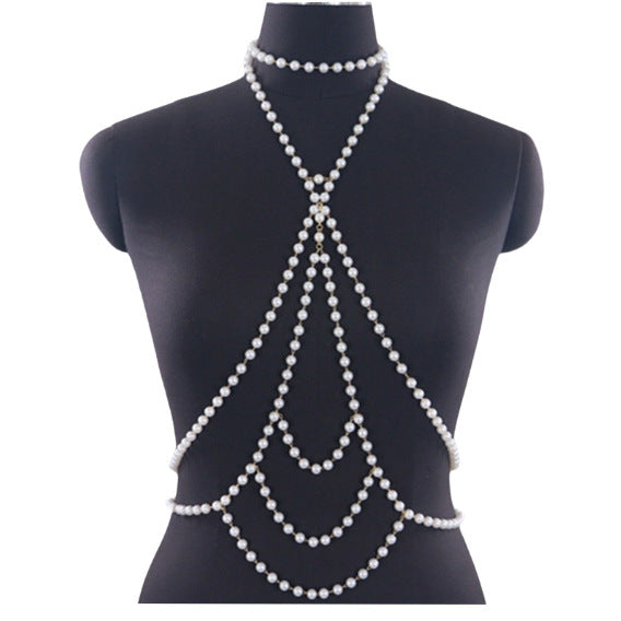 Women Sexy Body Chain Pearl Chain Beach Bikini