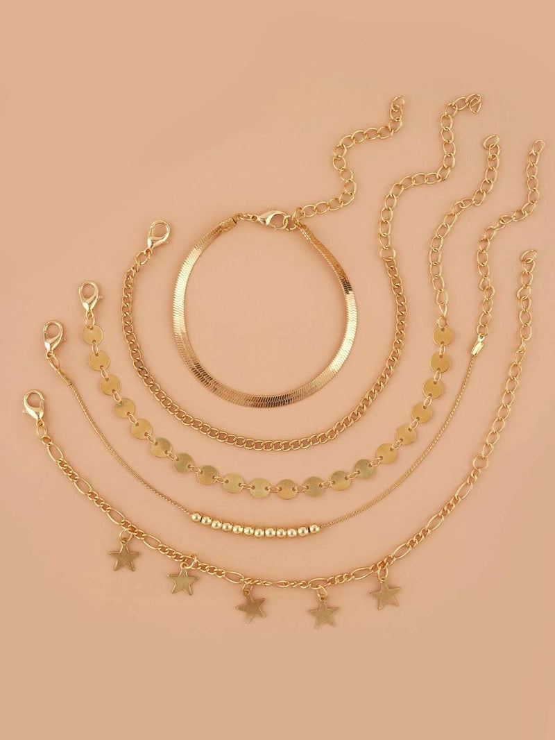Multi-Layer Star Disc Beach Cuban Chain Foot Chain