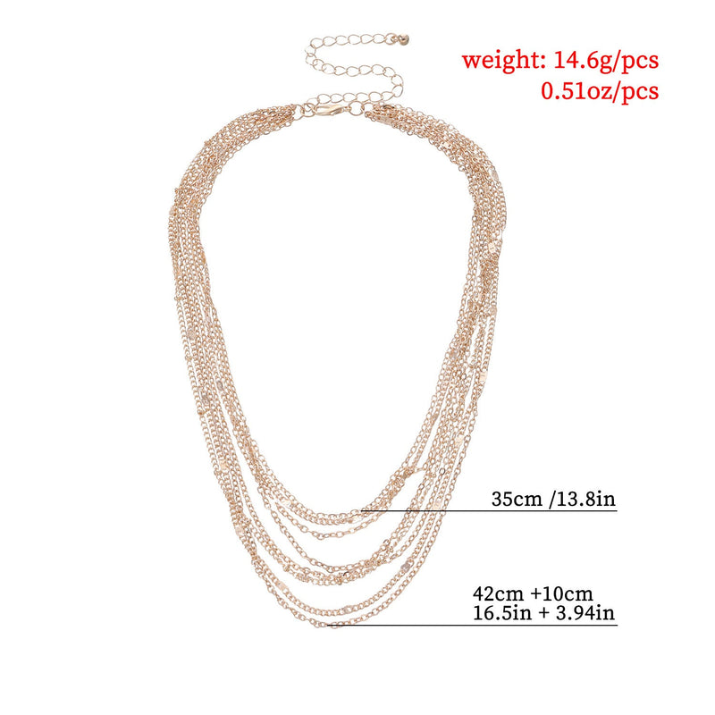 Multi Layer Tassel Metal Collarbone Chain Necklace