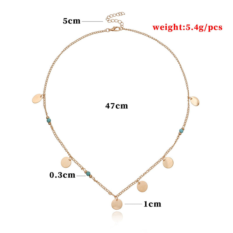 Round Sequin Beads Pendant Necklace