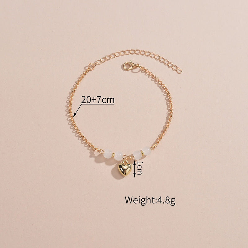 Summer Anklets Chain Beach Vacation Heart Pearl Anklets Jewelry