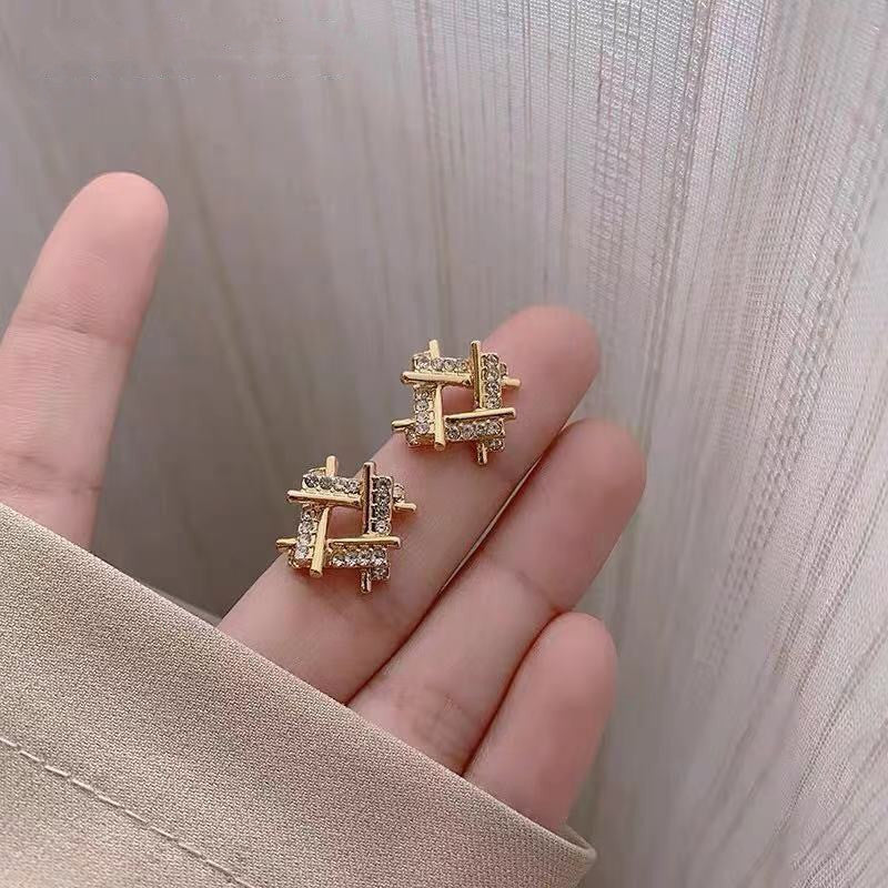 Square Crystal Rhinestone Stud Earring