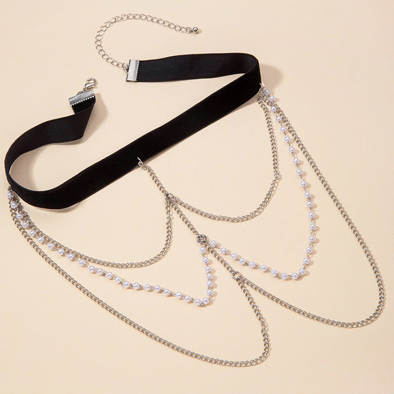 Vintage Women Multi-Layer Body Chains Elastic Lace Rope Leg Chain