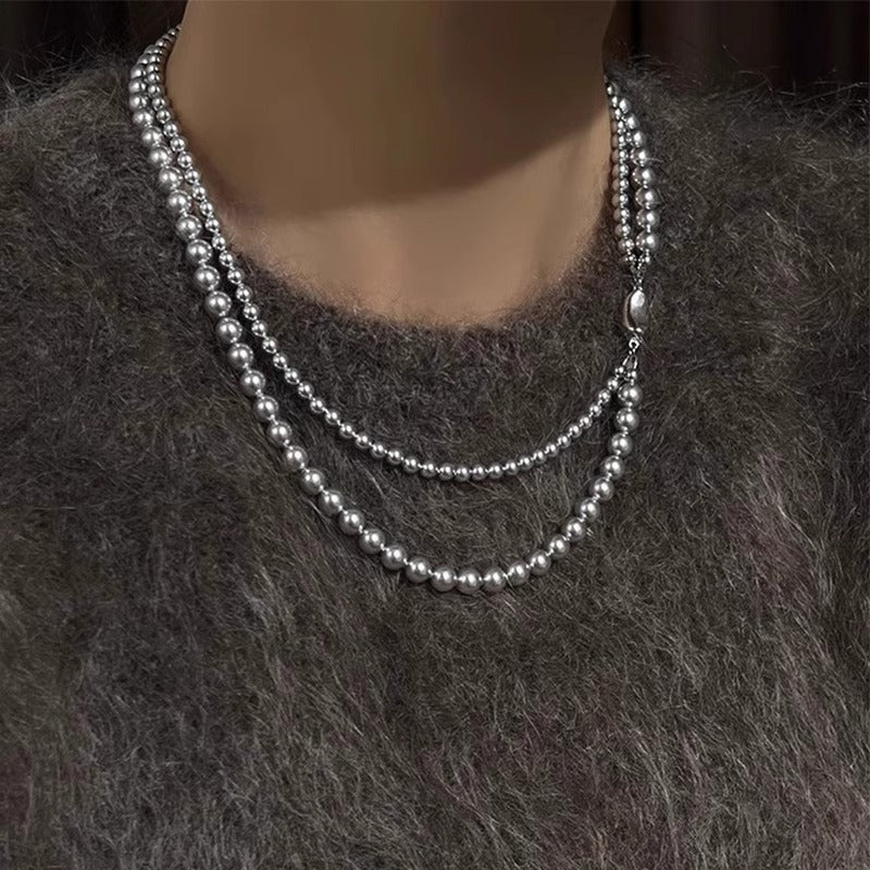 Layered Imitation Pearl Beaded Necklaces