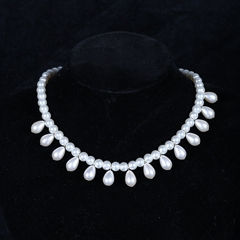 Women Faux Pearl Tassel Necklace