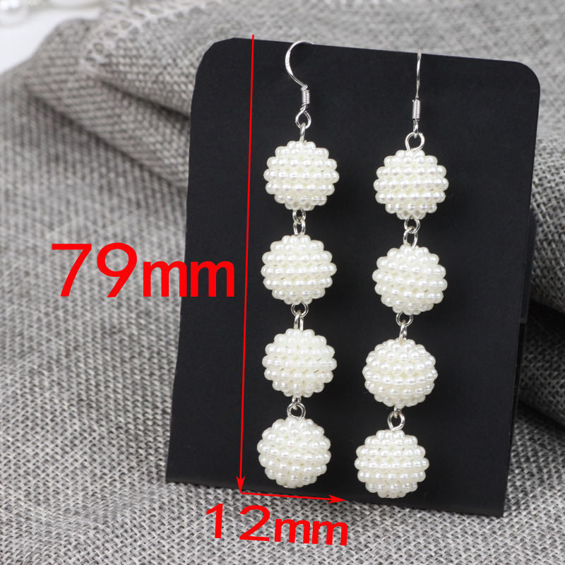 Elegant Women Long Tassel Pearl Earrings