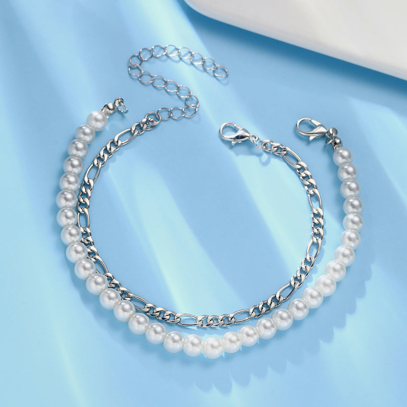 Round Imitation Pearl Chain bracelet