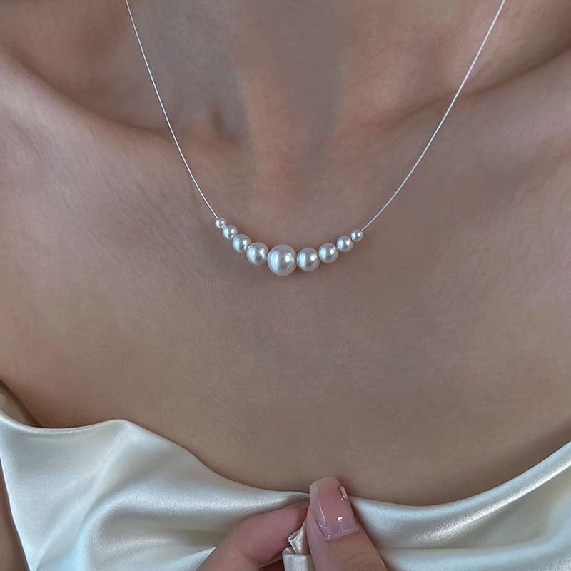 Pearl Pendant Steel Wire Chain Necklace