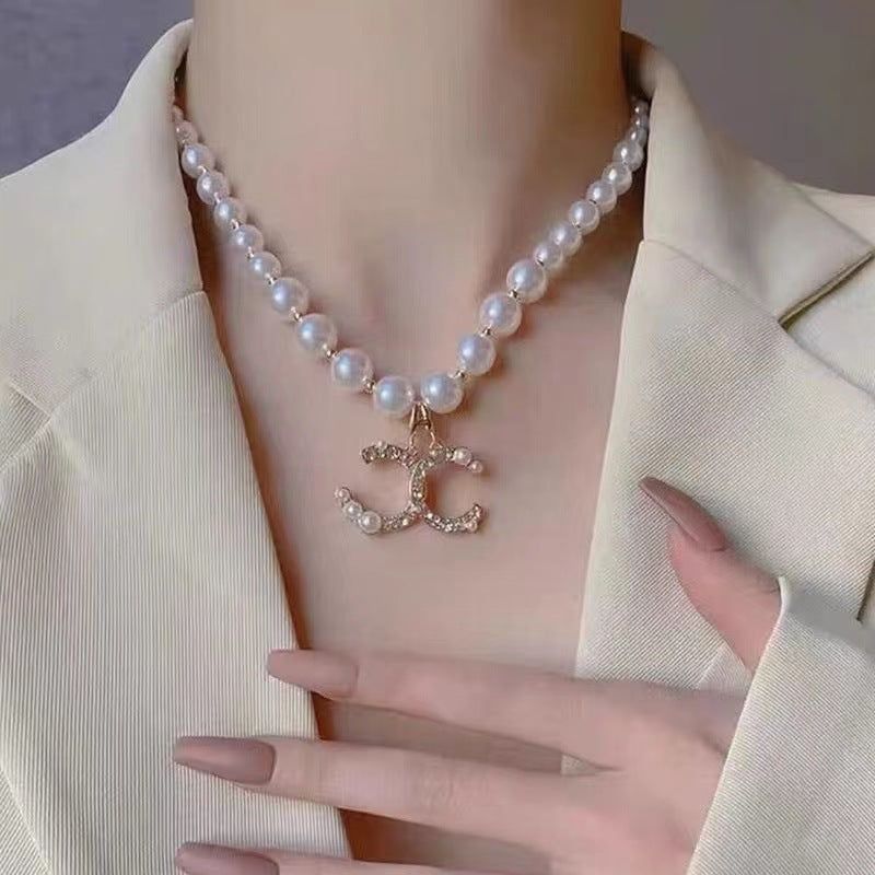 Double C Pearl Necklace Jewelry Set