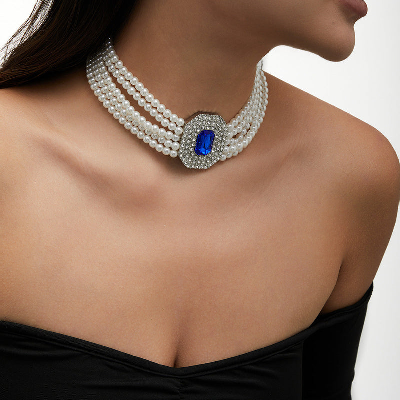 Sweet Sparkling Stone Layer Pearl Necklace