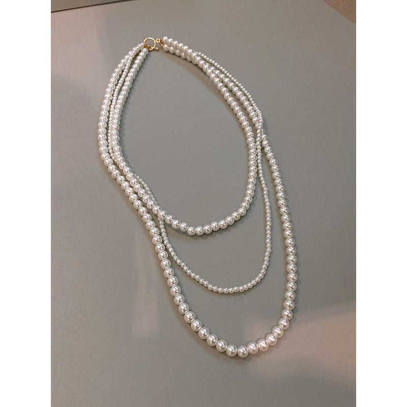 Long Multi-layer Pearl Beaded Sweater Chain Necklace for Women