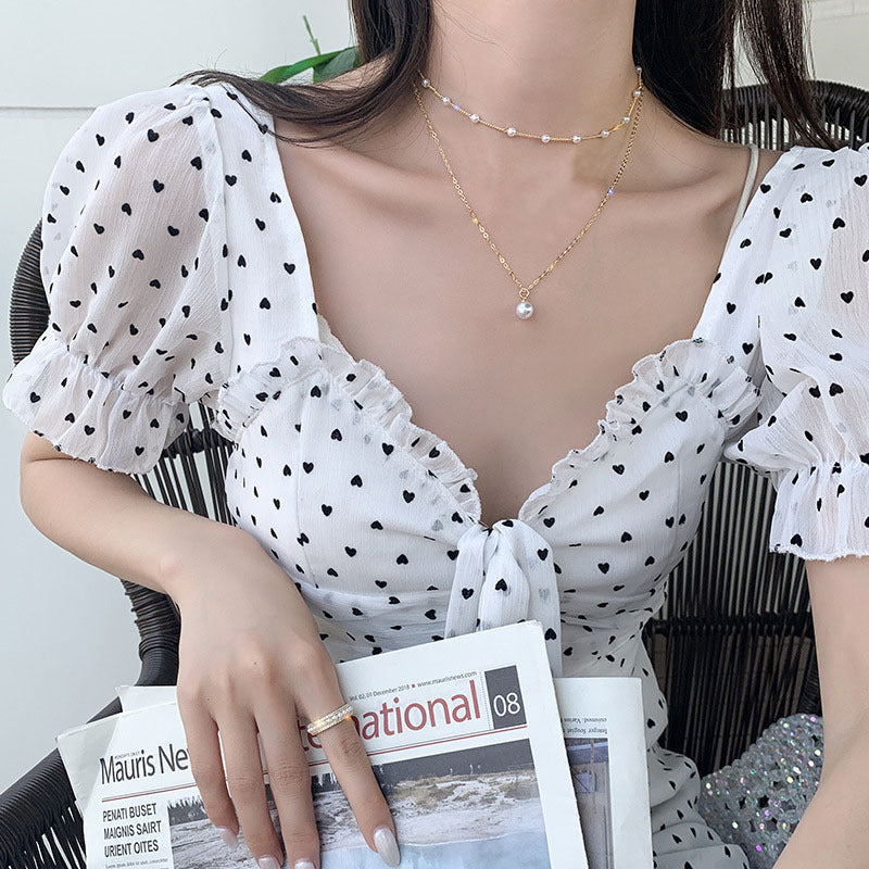 Two Layered Pearl Chain Necklace