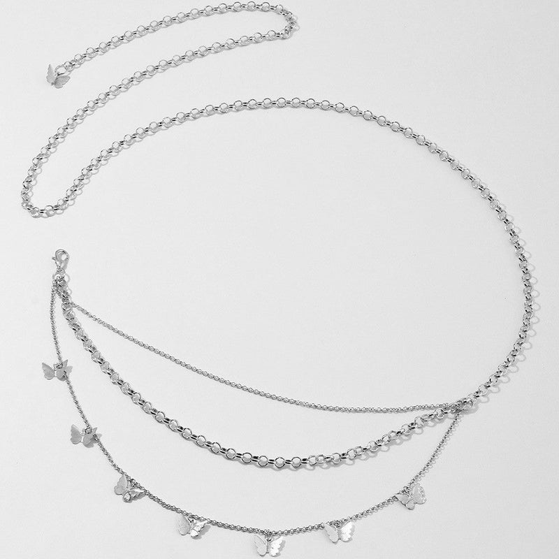 Multi Layer Belly Body Chain Bikini Metal butterfly Body Waist Chain