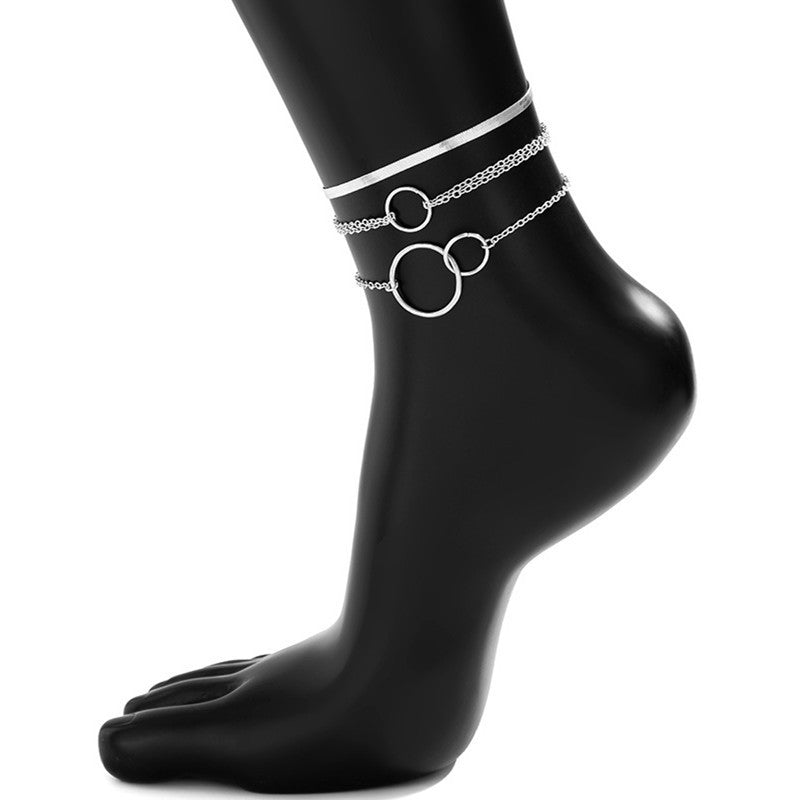 Geometric Double Circle Foot Bracelet