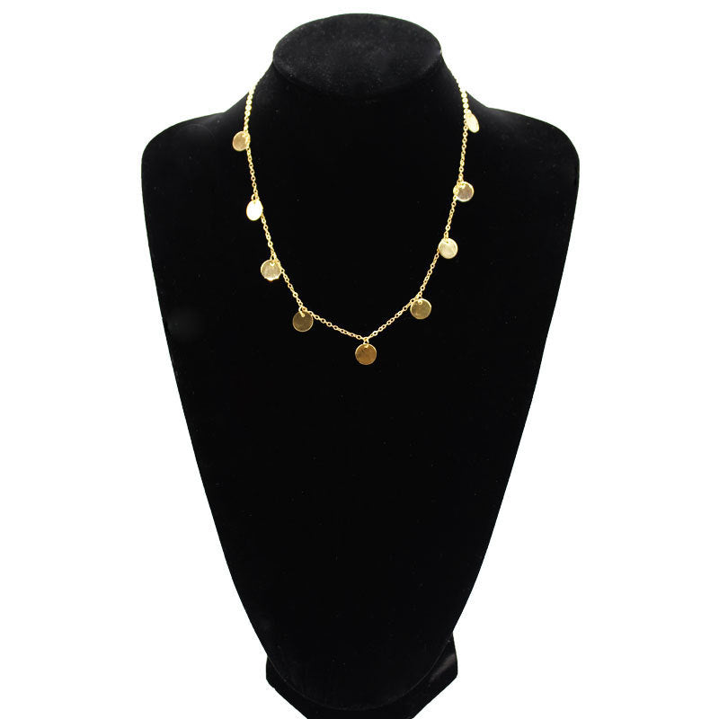 Multi Tiny Round Circle Disc Sequins Choker Charm Necklace