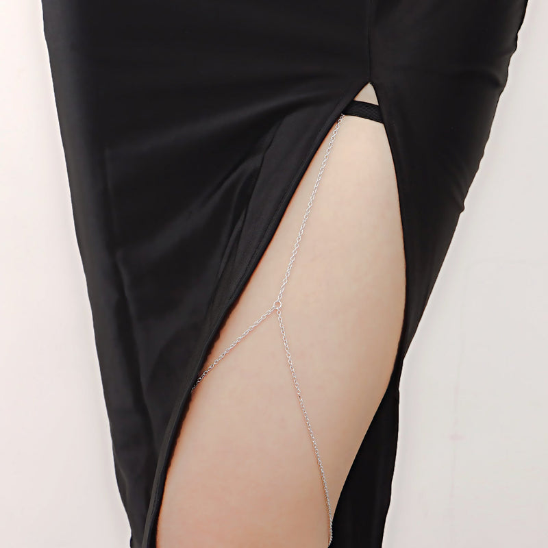 Sexy Multilayer Plain Chain Elastic Thigh Chain