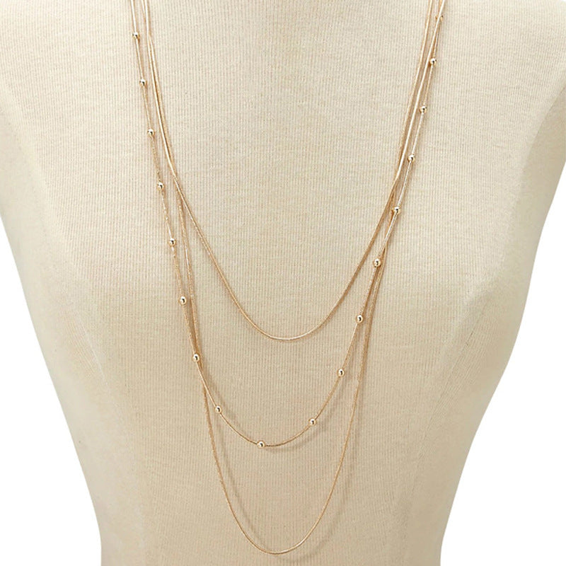 Layer Snake Beaded Chain Necklace