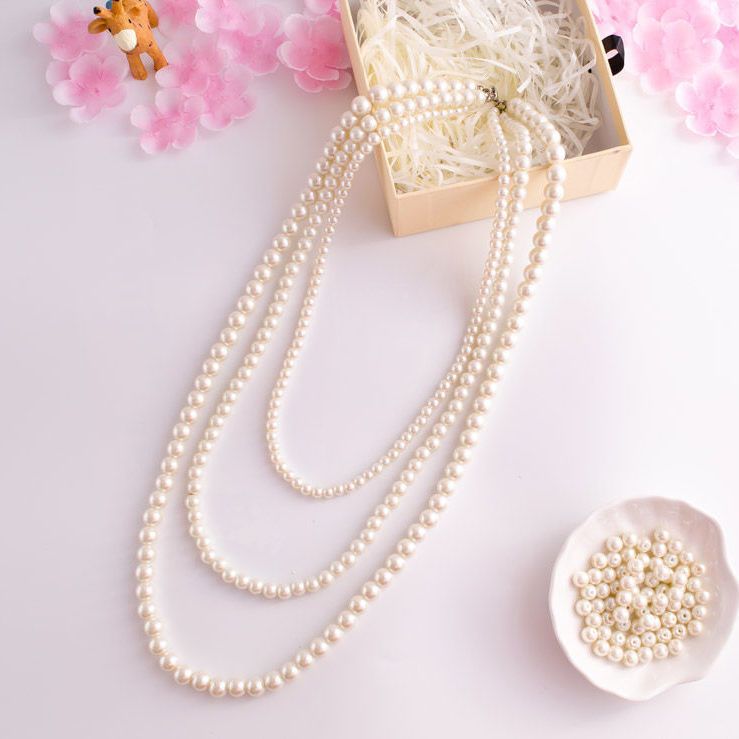 Vintage Luxury Beaded Necklaces Stack Imitation Pearl