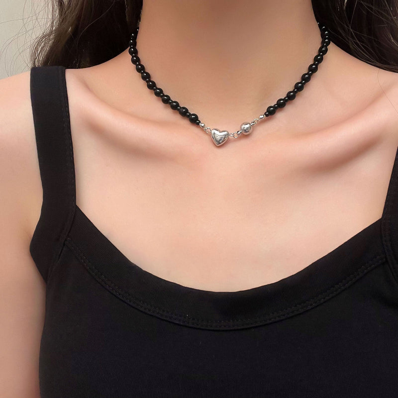 Magnetic Attraction Black Crystal Beads Fashion Chains Necklaces