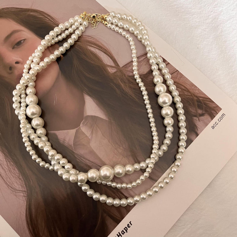 Retro Twisted Link Pearl Choker Dainty Vintage Necklace