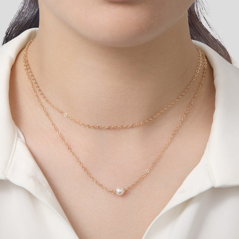 Double Layer Necklace Elegant Pearl Pendant