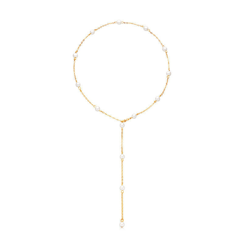 Pearl Chain Lariat Women Necklaces
