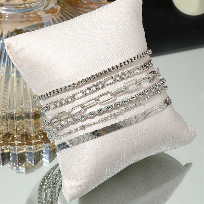 Simple 6pcs Metal Chain Bracelet Set