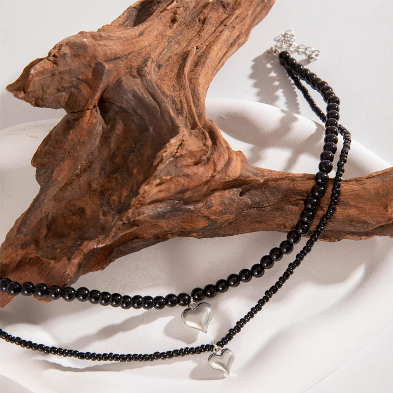 Heart Pendant Black Short Choker Necklaces