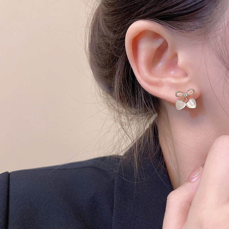 Flower Opal Bow Stud Earrings