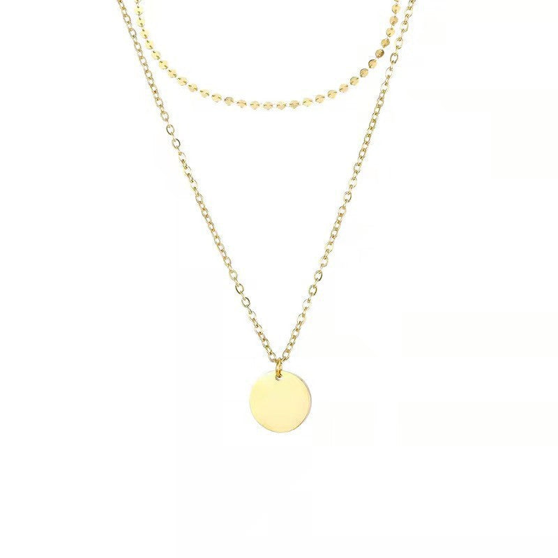 Coin Disc Necklace Chokers Double Layered Necklace