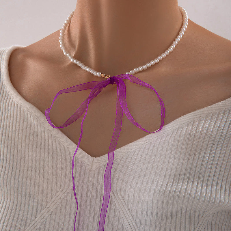 Elegant White Imitation Pearl Choker Necklace