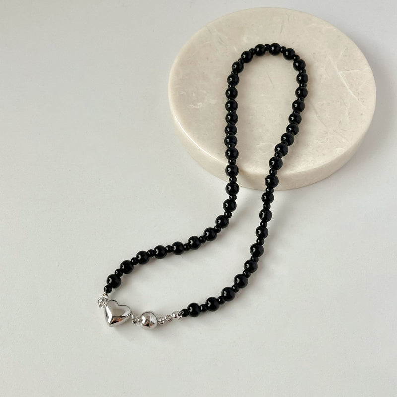 Magnetic Attraction Black Crystal Beads Fashion Chains Necklaces