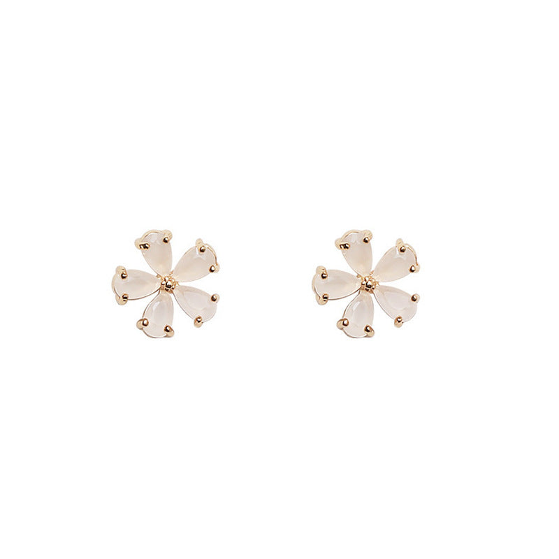 White Stone Flower Earring