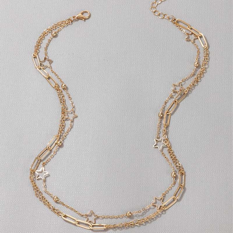 Double Layers Chain Star Charm Necklace