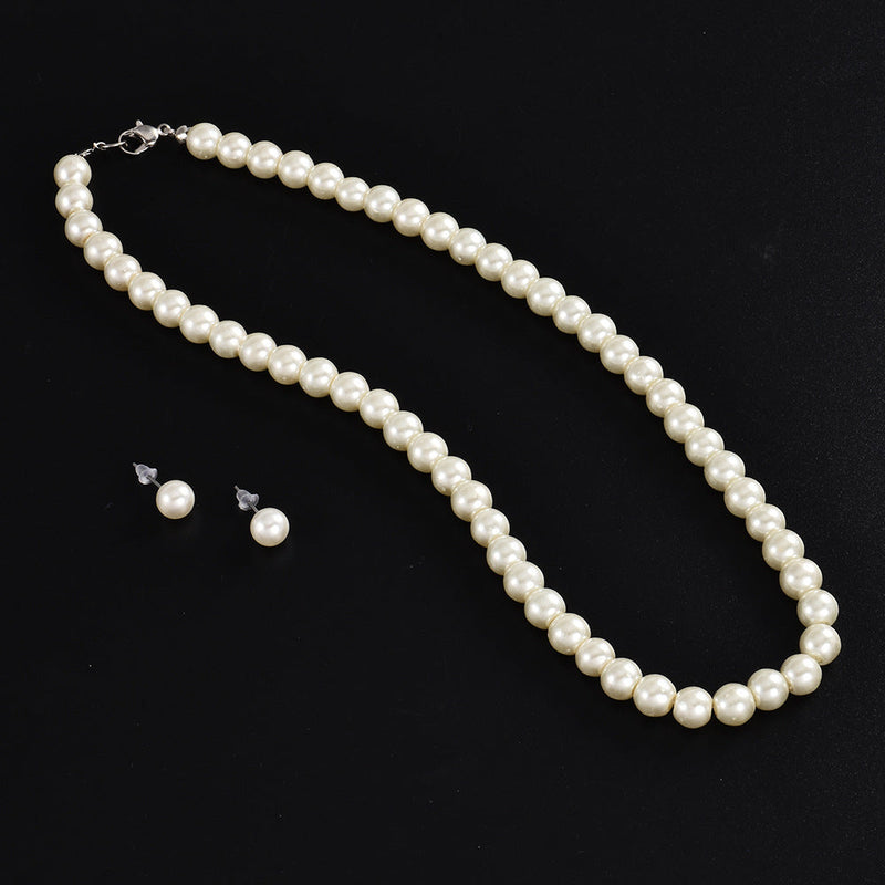 Women Necklace Earring Pearl Jewelry Set